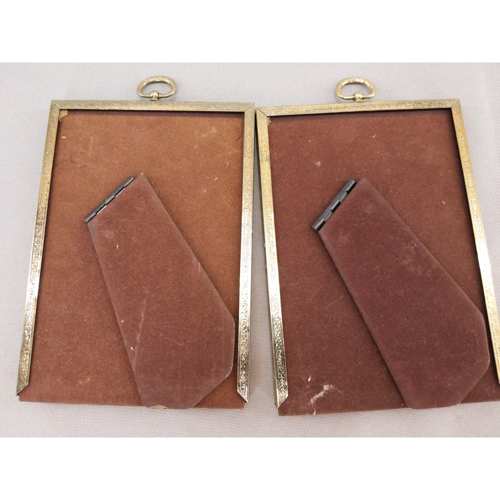 Vintage Picture Frame Set Gold Ornate Scroll Metal Easel Back 5x7 Pair - Picture 8 of 10